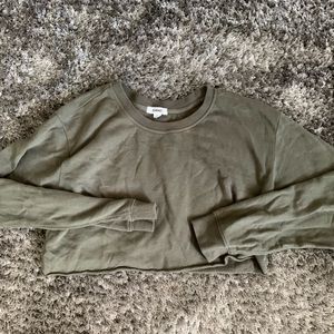 Garage cropped olive green sweatshirt, size medium